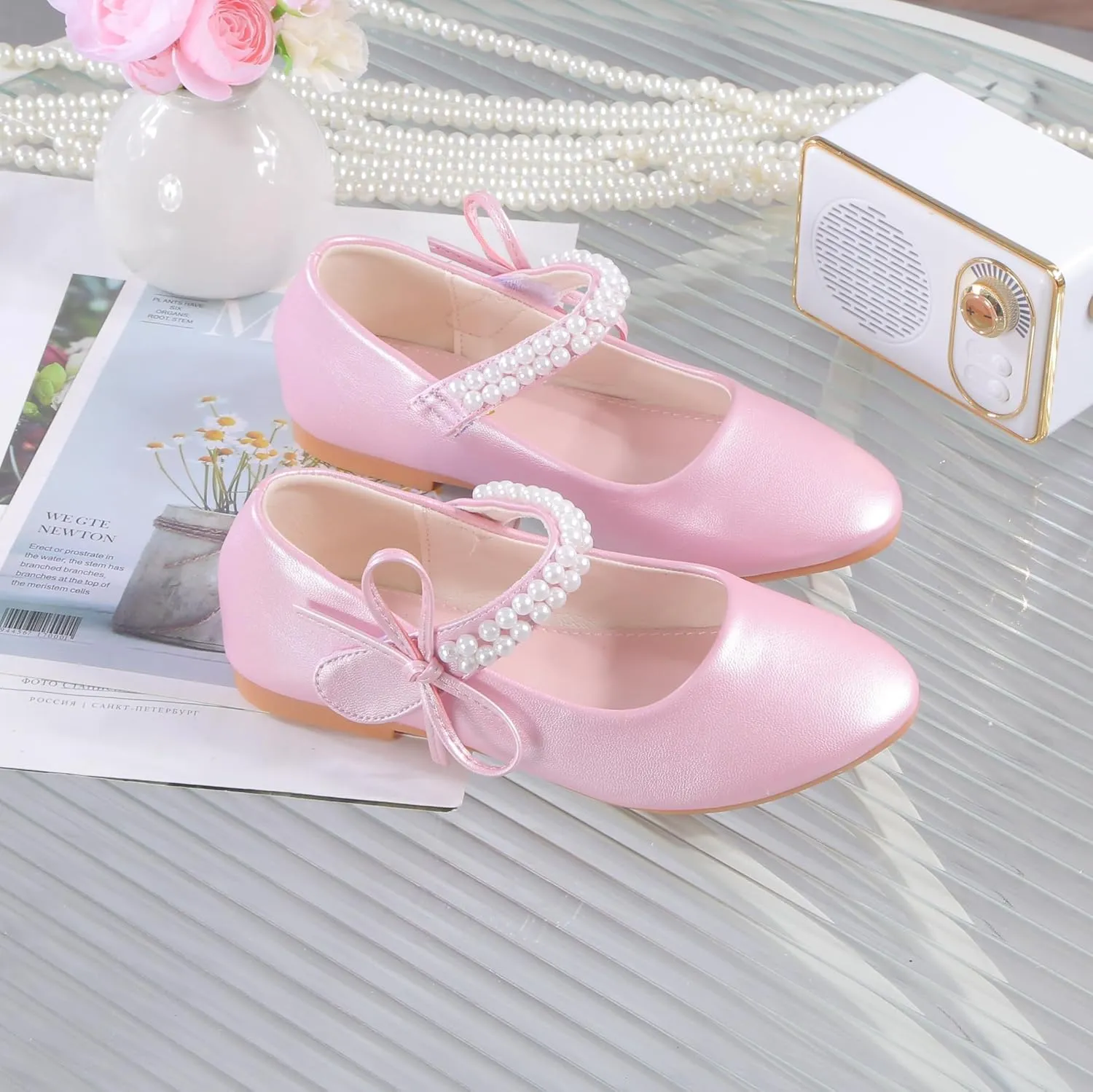Elegant White Dress Shoes for Girls, Breathable Ballet Flats with Bow Accents - Church, Communion & Formal Occasions