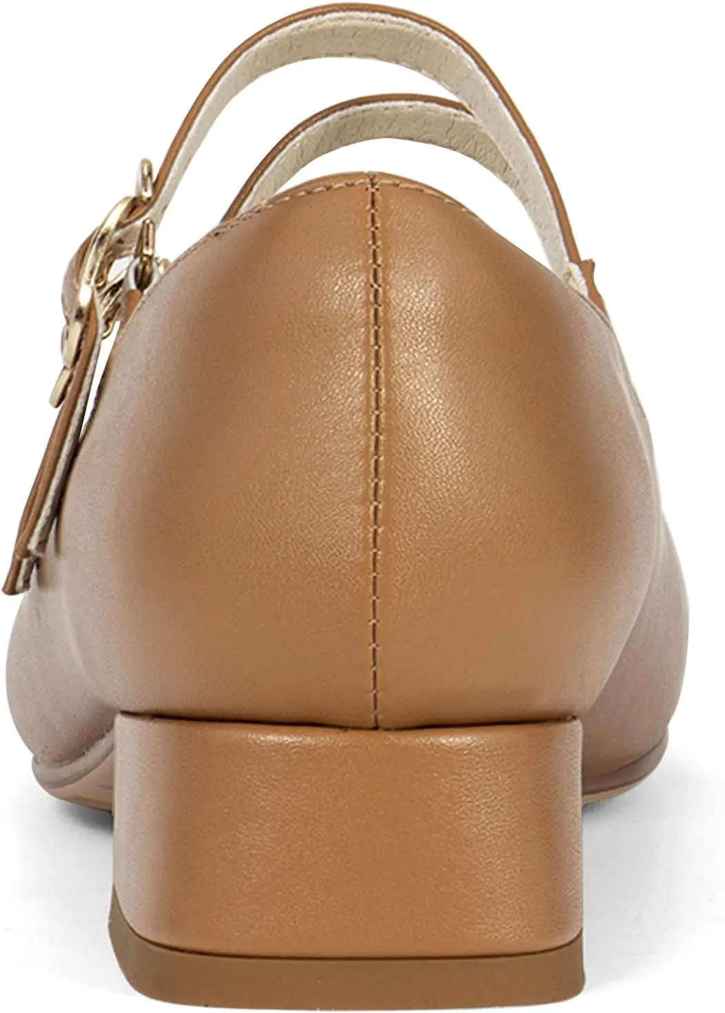 Elerhythm Women's Mary Jane Square Closed Toe Casual with Double Ankle Strap Dressy Flats Chunky Block Low Heel Elegantes Comfortable Soft Cute Shoes