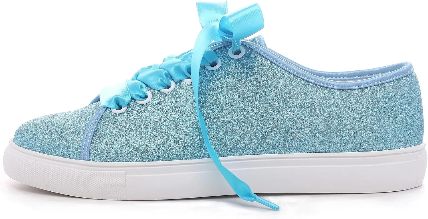 Elivandon 16052 Wedding Shoes Bling Bridal Sneakers Flats Bride Tennis Shoes Shiny Sequin Shoes Sparkly Sneakers