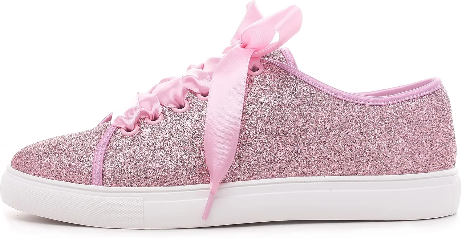 Elivandon 16052 Wedding Shoes Bling Bridal Sneakers Flats Bride Tennis Shoes Shiny Sequin Shoes Sparkly Sneakers