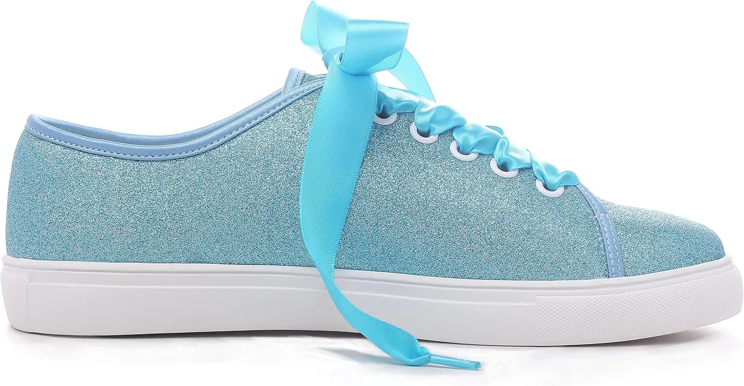 Elivandon 16052 Wedding Shoes Bling Bridal Sneakers Flats Bride Tennis Shoes Shiny Sequin Shoes Sparkly Sneakers