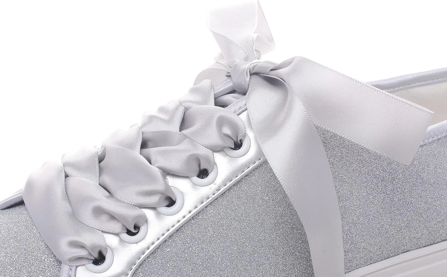 Elivandon Wedding Shoes Bling Bridal Sneakers Flats Bride Tennis Shoes Shiny Sequin Sparkly Sneakers