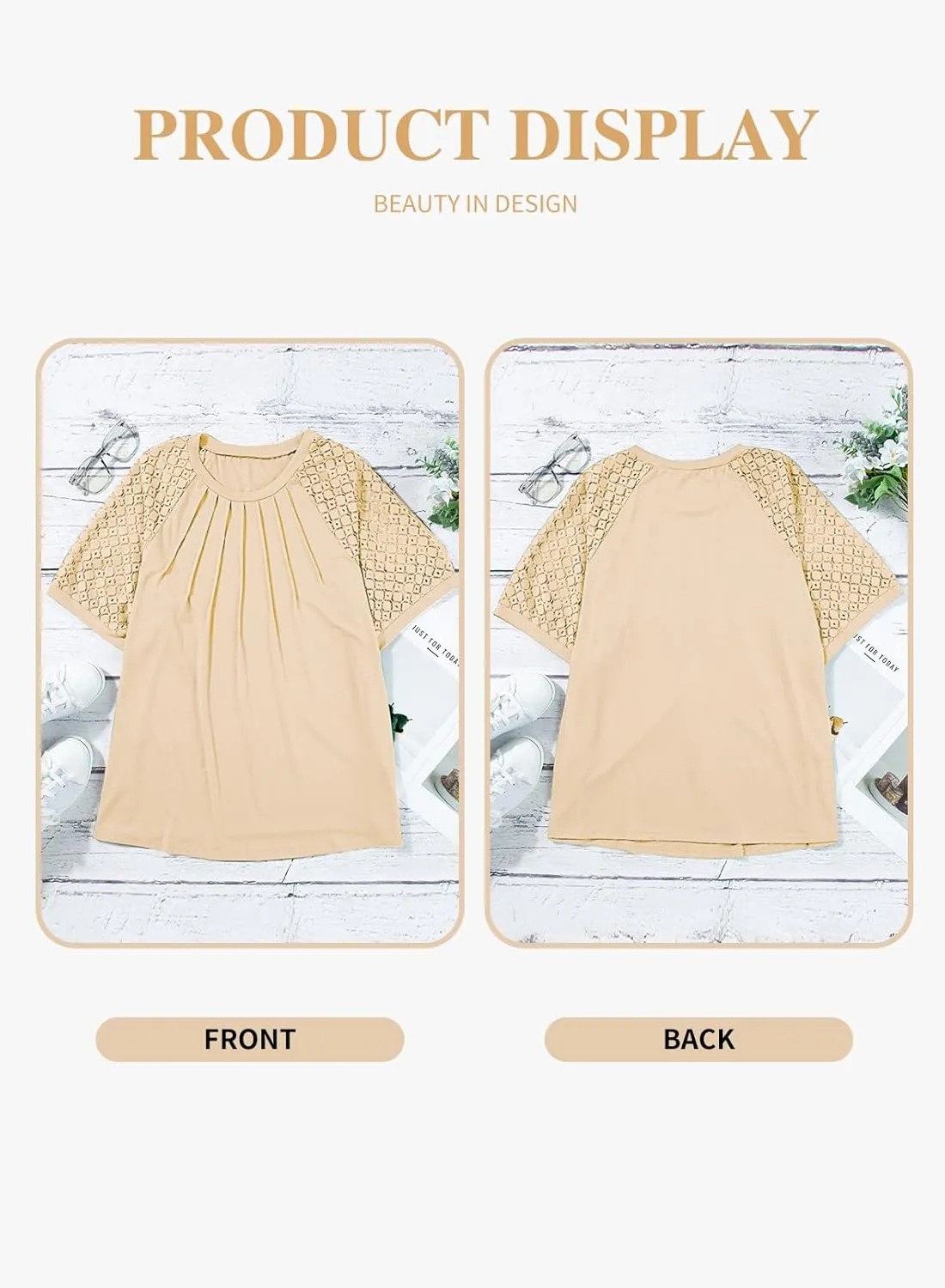 Eytino Plus Size Tops for Women Summer Lace Short Sleeve Crewneck Loose Casual Blouse Tunic T Shirts(1X-5X)