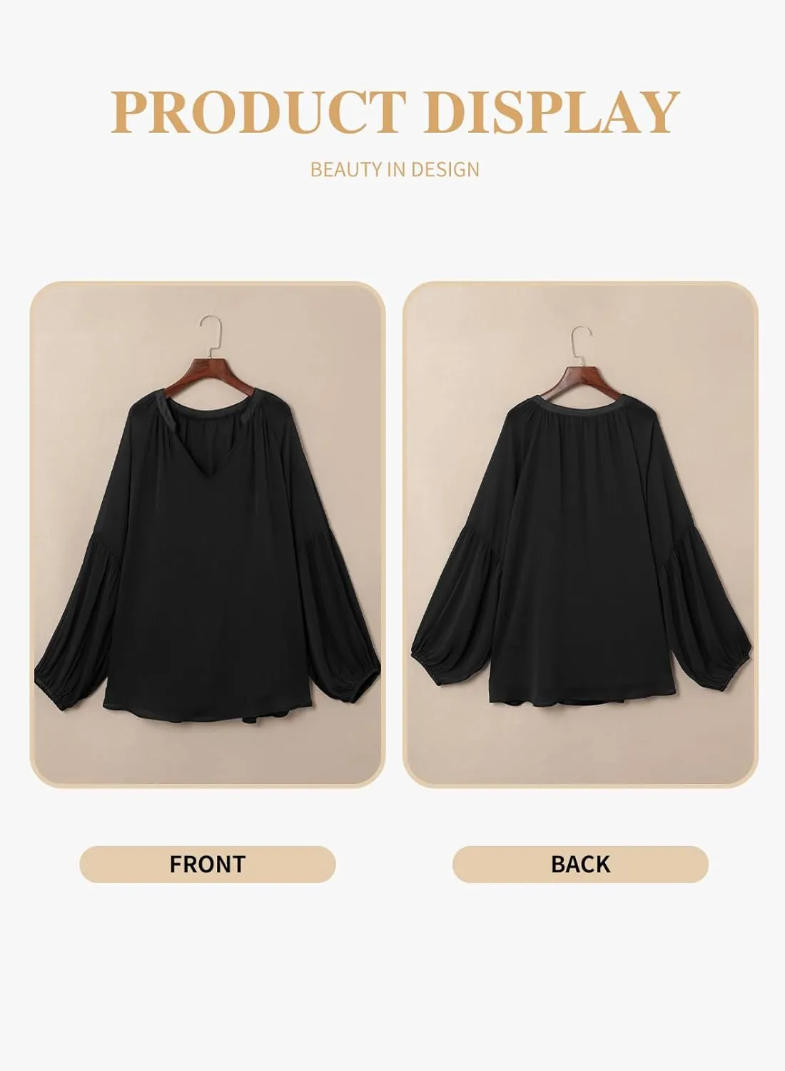 Eytino Women Plus Size Tops Summer V Neck Long Sleeve Button Down Pleated Business Work Blouse Shirts(1X-5X)