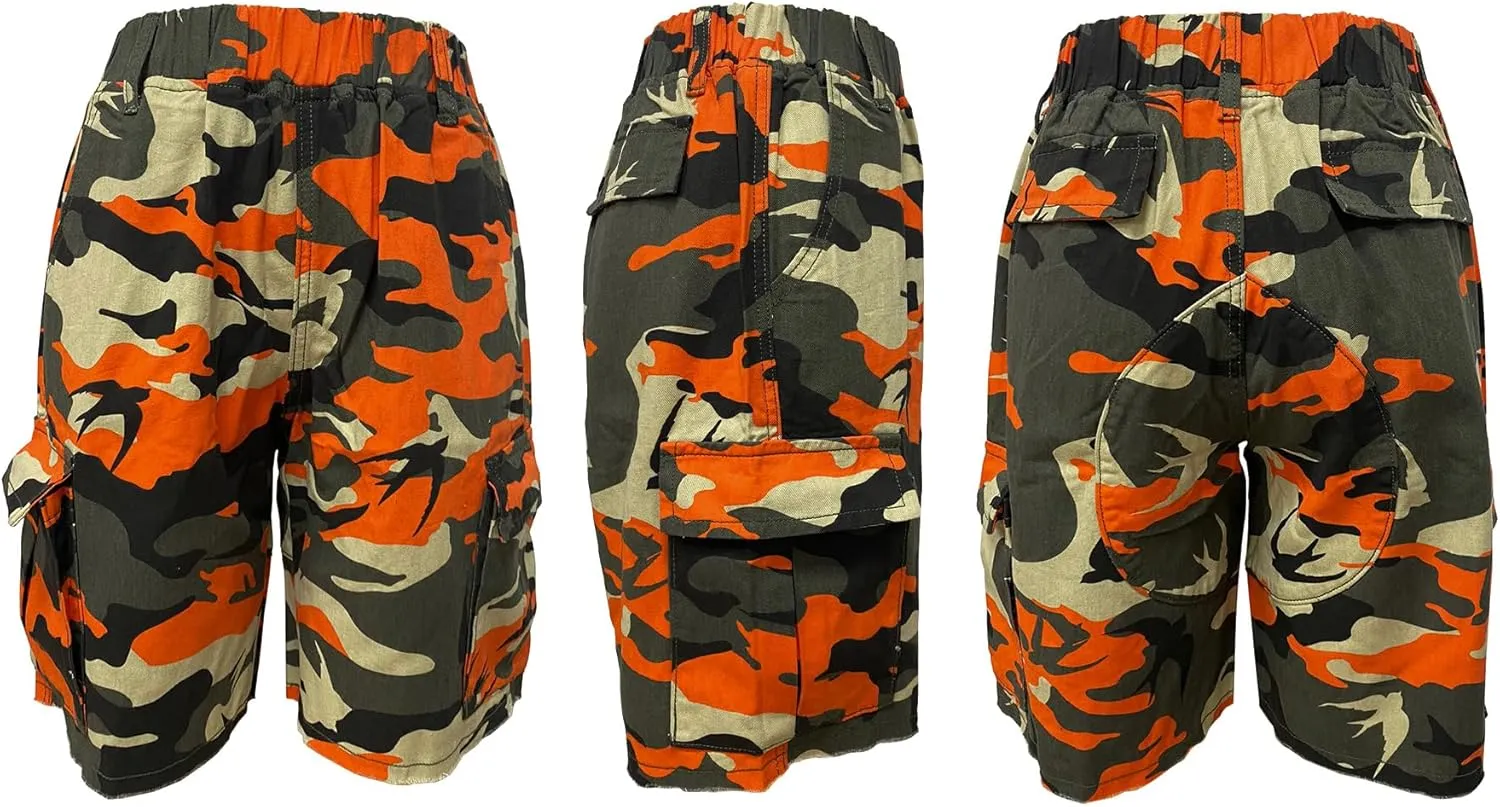 Famnbro Women Camo Shorts Slim Fit Camouflage Cargo Shorts Casual Army Fatigue Shorts with Pockets