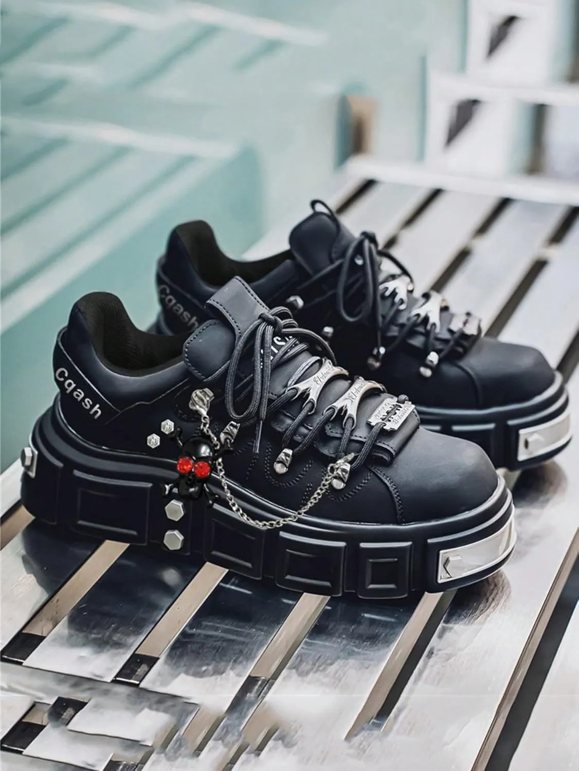Faux Leather Y2K Punk Studded Platform Sneakers for Men and Women Thick Sole Casual Streetwear Shoes with 2.75 Inch Lift for Night Out Concert Fashion Looks
