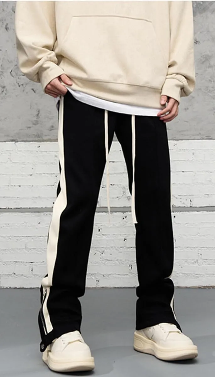 Faux Suede Sweatpants Women Flare Dancing Joggers Men's Patchwork Streetwear Trousers