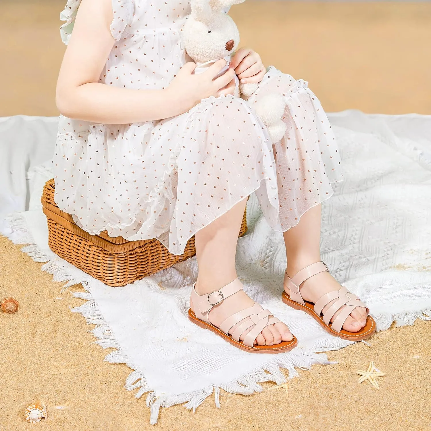 Felix & Flora Toddler Girl Sandals - Little Girl Easter Summer Dress Shoes Lightweight Open Toe Beach Holiday.