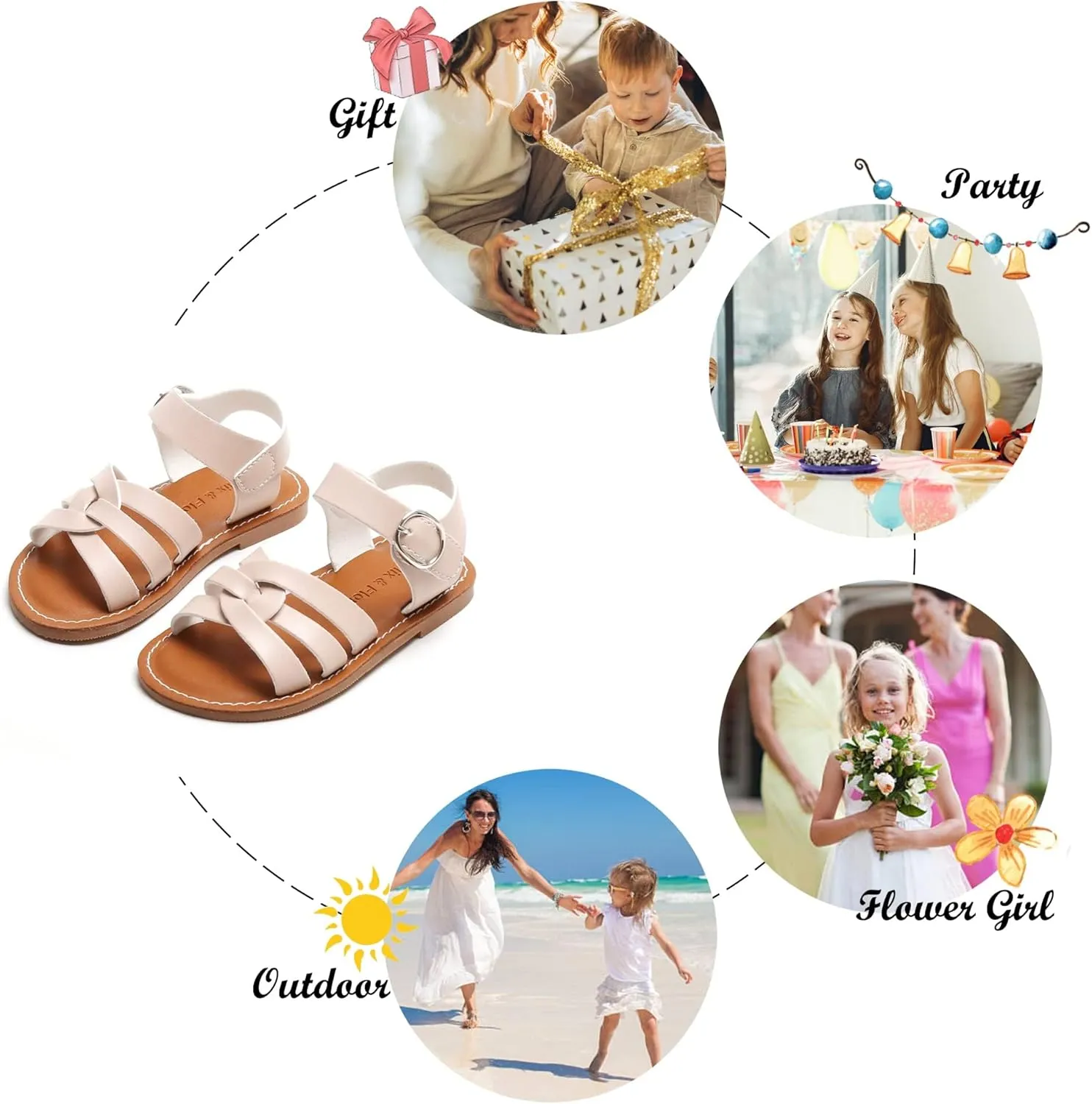 Felix & Flora Toddler Girl Sandals - Little Girl Easter Summer Dress Shoes Lightweight Open Toe Beach Holiday.