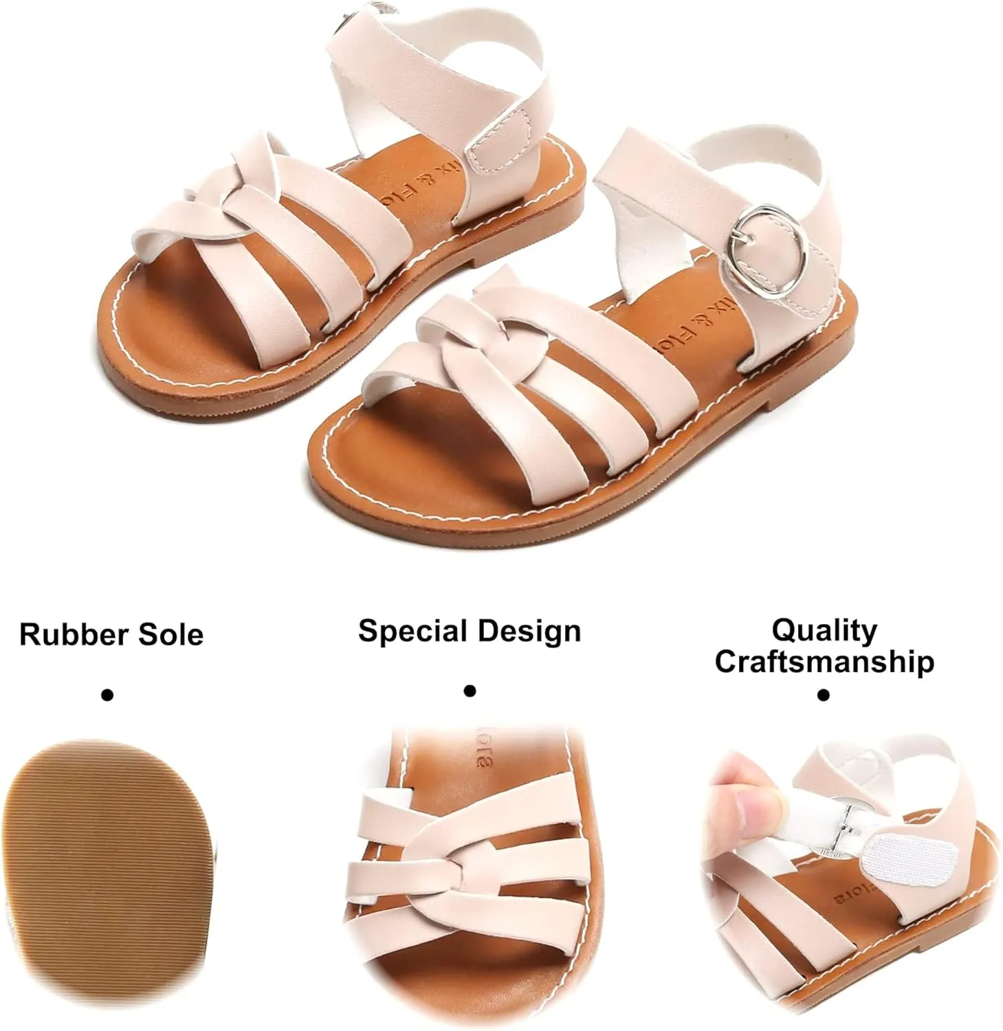 Felix & Flora Toddler Girl Sandals - Little Girl Easter Summer Dress Shoes Lightweight Open Toe Beach Holiday.