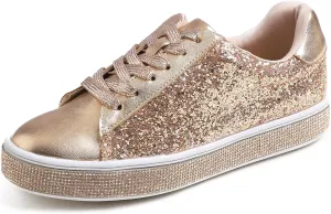 FEVERSOLE Women's Fashion Sparkle Platform Rhinestone Party Holiday Wedding Sneakers
