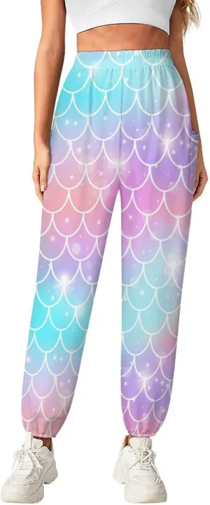 Fish Scales Pattern Yoga Bloomers Womans Hippie Harem Pant Beach Pants Elastic Gym Leggings Loose Casual Sweatpants