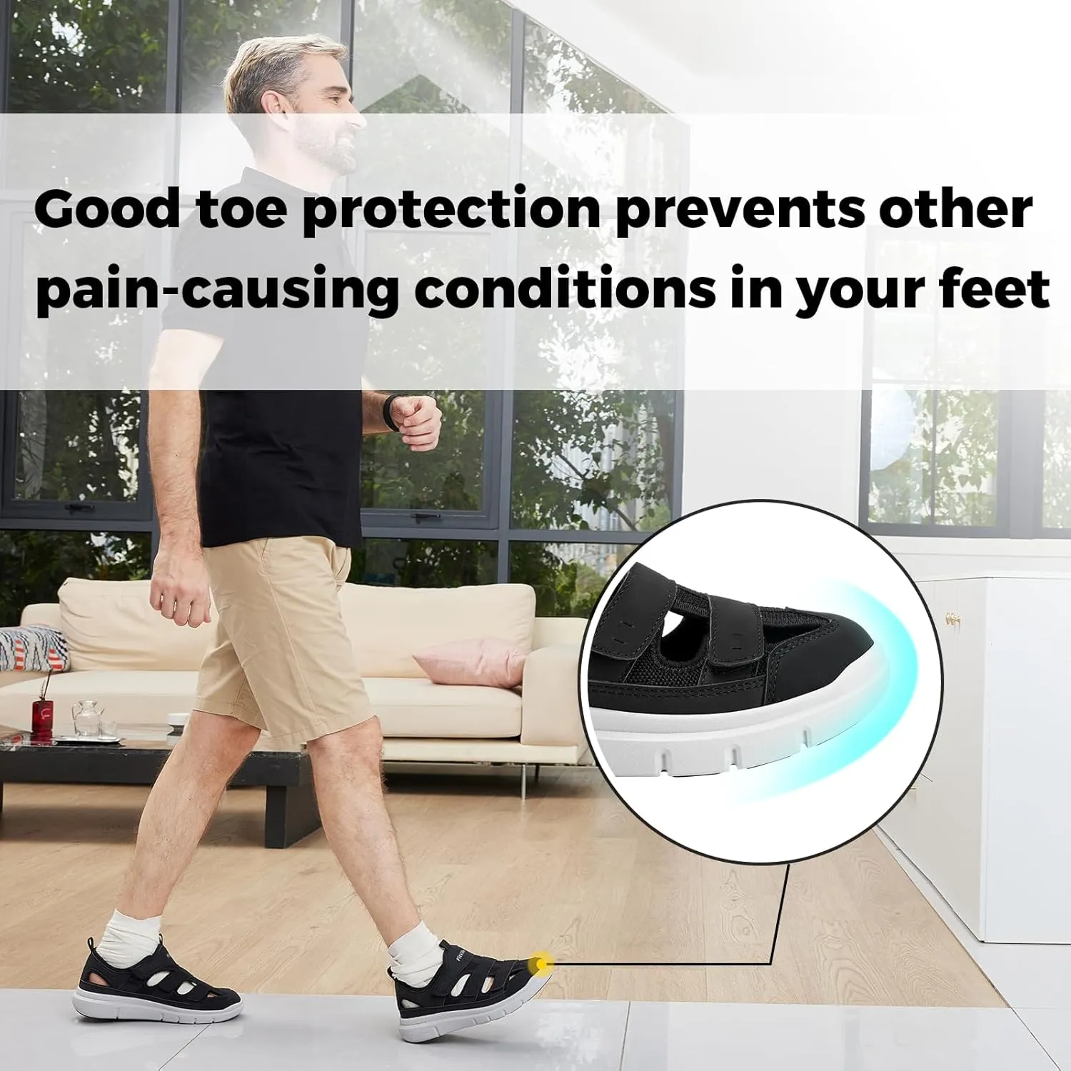 FitVille Diabetic Sandals for Men Extra Wide Width with Arch Support Plantar Fasciitis Sandals for Men with Fully Adjustable Straps Comfortable Mens Extra Wide Sandals Lightweight