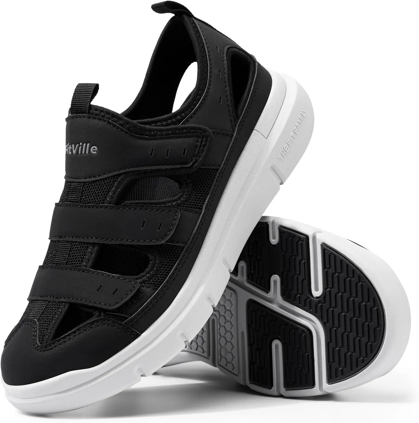 FitVille Diabetic Sandals for Men Extra Wide Width with Arch Support Plantar Fasciitis Sandals for Men with Fully Adjustable Straps Comfortable Mens Extra Wide Sandals Lightweight