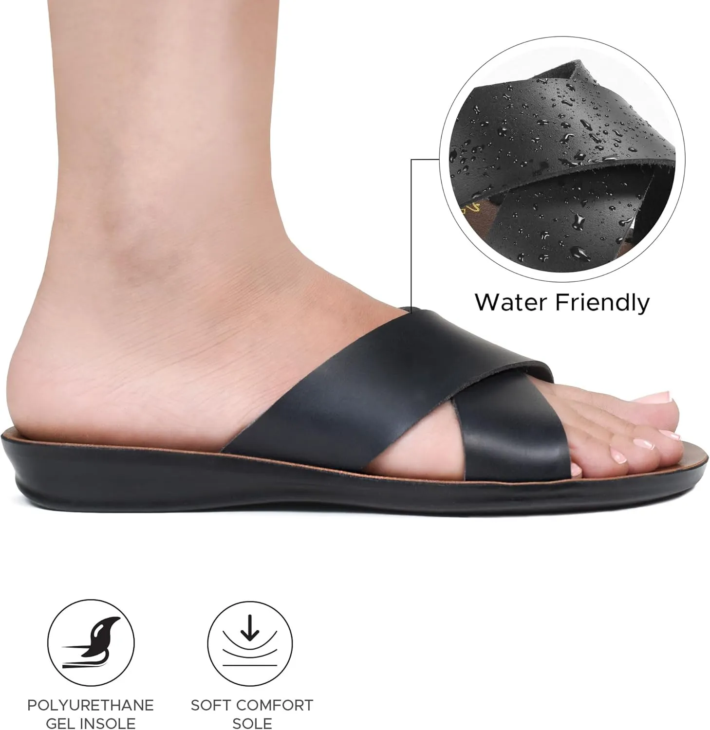 Flat Sandals For Women - Walking Summer Vacation Essentials Ladies Flip Flops – Comfortable Arch Support Orthotic Sandals For Women – Casual Outdoor Fashion Dressy Non Slip Footwear