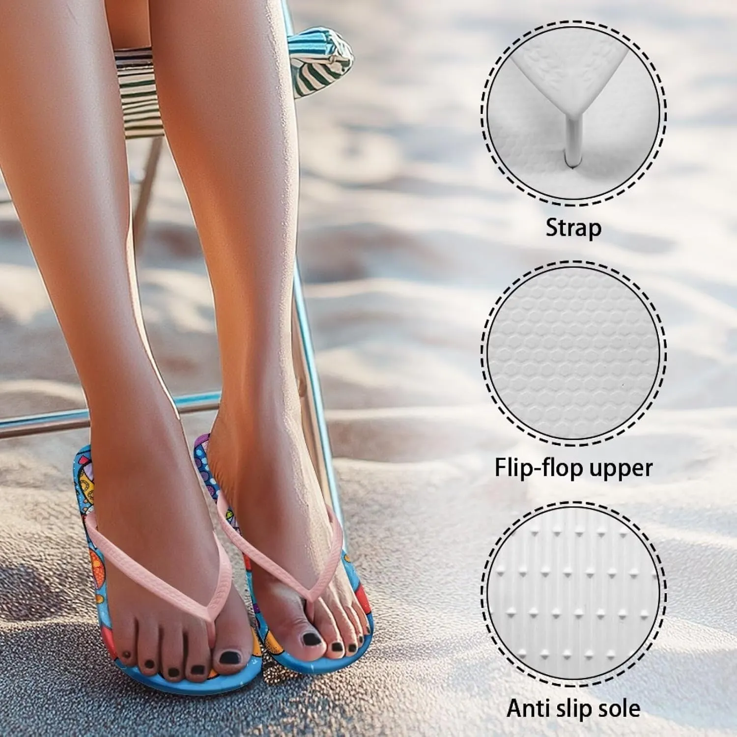 Flip Flops For Women Non-Slip Bathroom Shower Shoes Fashion Cushion EVA Indoor and Outdoor Sandals Size US 5.5-9.5