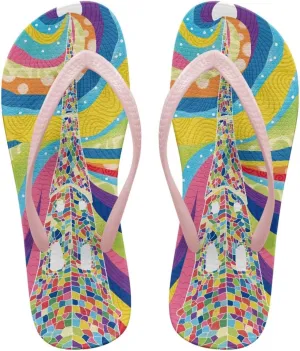 Flip Flops For Women Non-Slip Bathroom Shower Shoes Fashion Cushion EVA Indoor and Outdoor Sandals Size US 5.5-9.5