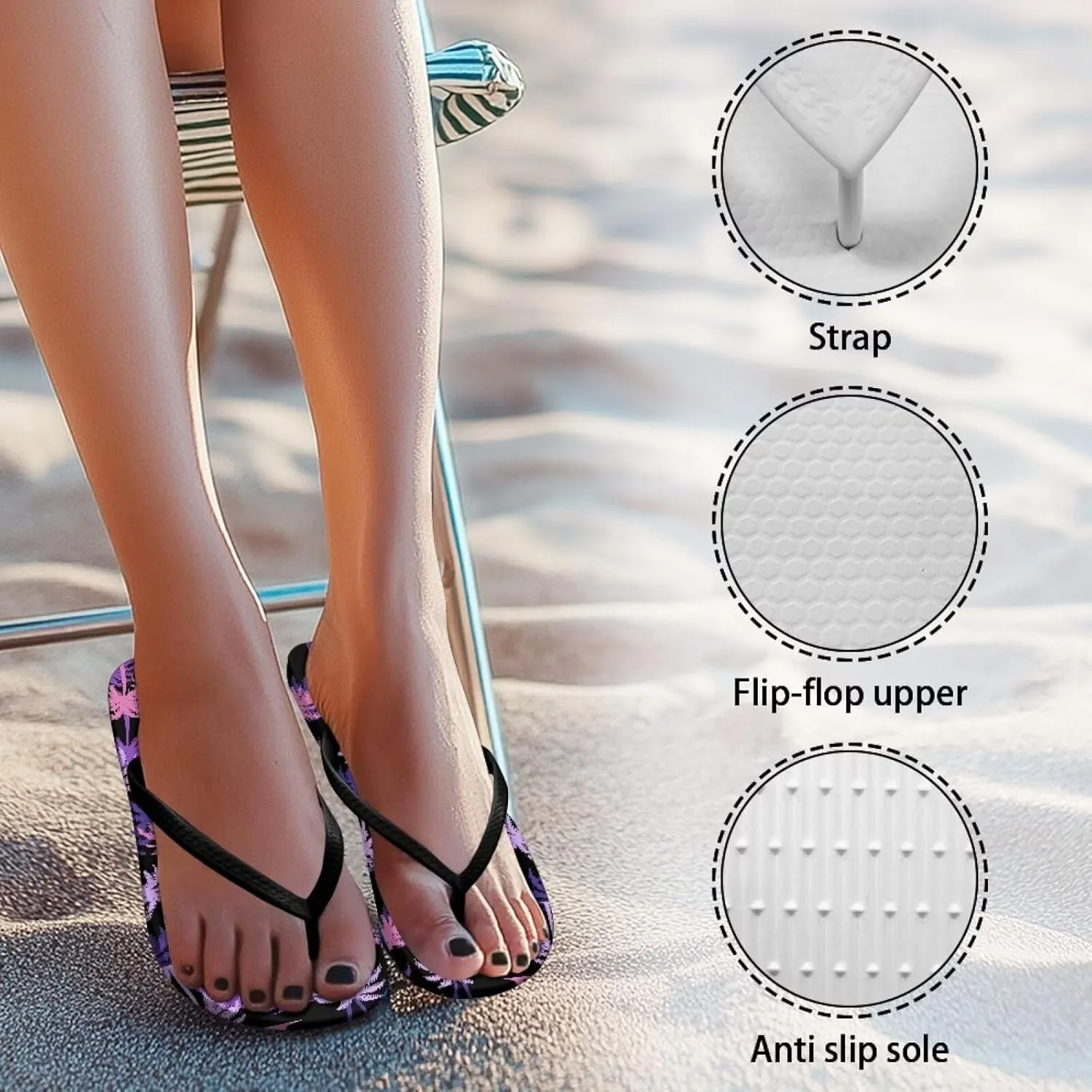 Flip Flops For Women Sandals Non-Slip Bathroom Shower Shoes Fashion Cushion Indoor and Outdoor Sandals SizeUS 5-9