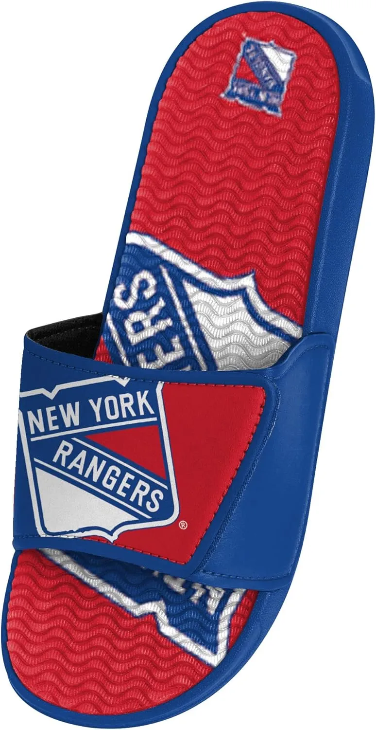 FOCO Men's NHL Team Logo Athletic Sport Shower Flip Flop Sandals Gel Slides