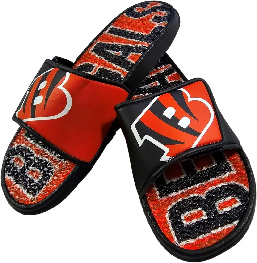 FOCO NFL Unisex Sport Shower Gel Slide Flip Flop Sandals Colorblock Big Logo
