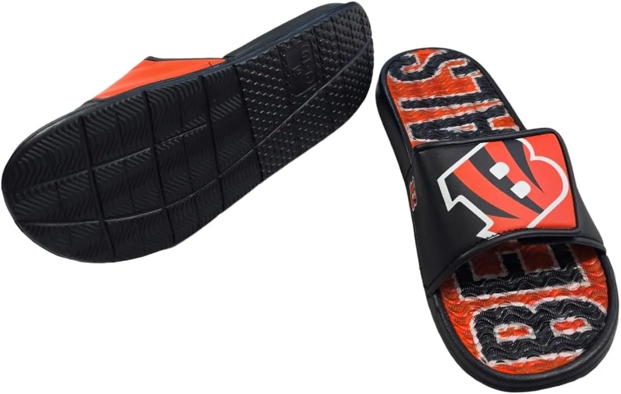 FOCO NFL Unisex Sport Shower Gel Slide Flip Flop Sandals Colorblock Big Logo