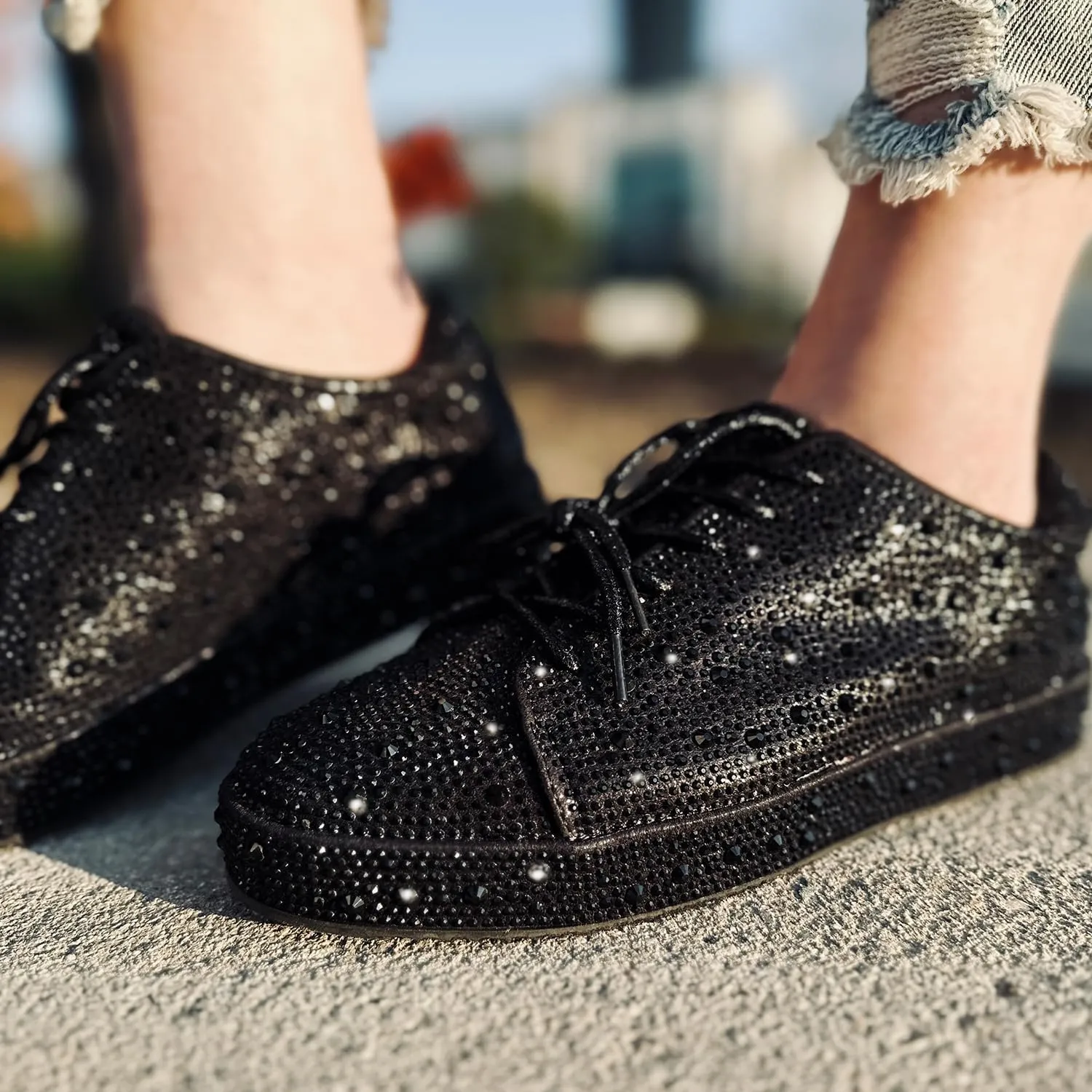 Forever Link Womens Sparkly Bling Rhinestone Fashion Glitter Shiny Platform Sneakers Shoes
