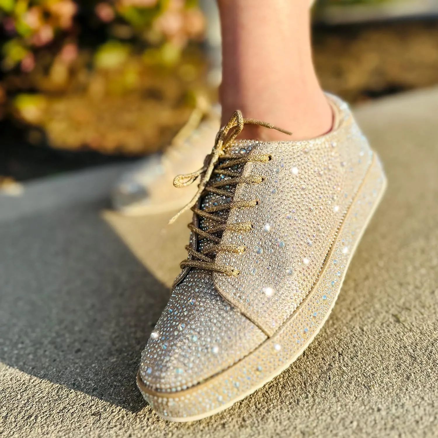 Forever Link Womens Sparkly Bling Rhinestone Fashion Glitter Shiny Platform Sneakers Shoes
