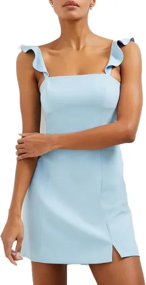 French Connection Womens Square Neck Ruffled Mini Dress