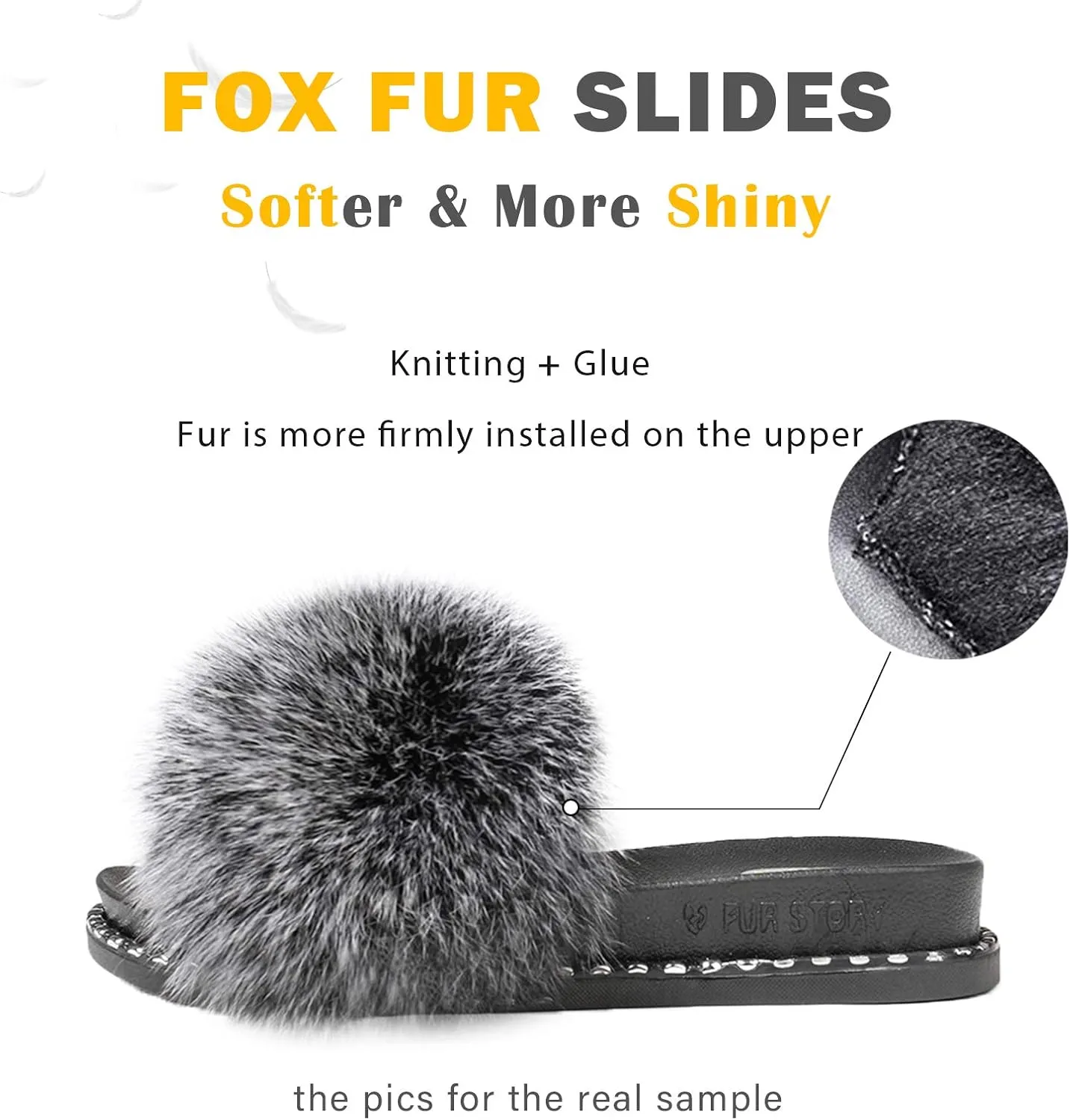 Fur Slippers Furry Fuzzy Slides Platform Sandals Open Toe Fluffy Slides Feather Sandals Fur Slip On Shoes for Women