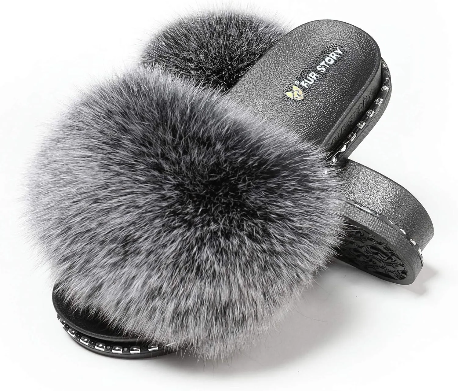 Fur Slippers Furry Fuzzy Slides Platform Sandals Open Toe Fluffy Slides Feather Sandals Fur Slip On Shoes for Women