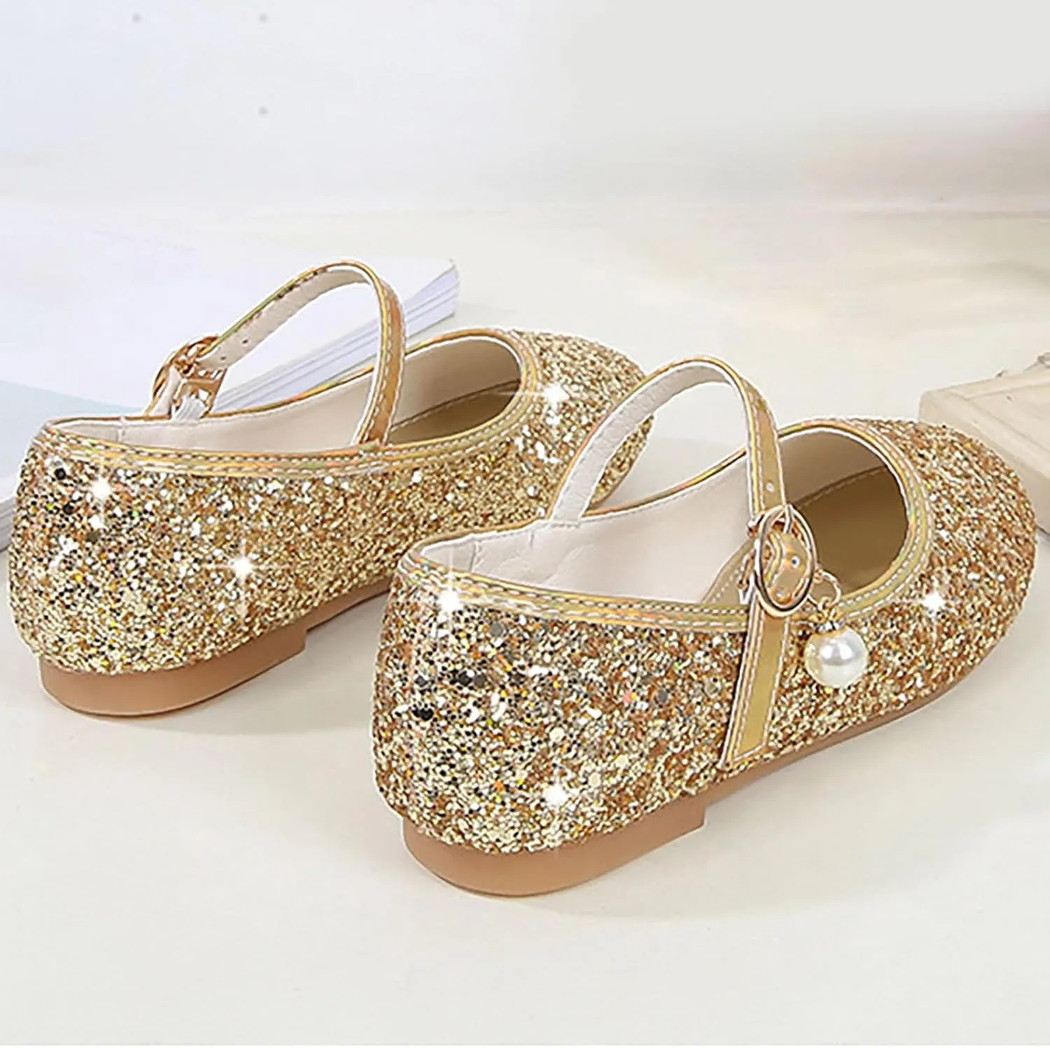 Generic Ballet Shoes for Girls Kids Low Heel Mary Jane Shoes Wedding Party Flat Sneakers Toddler Princess Sandals