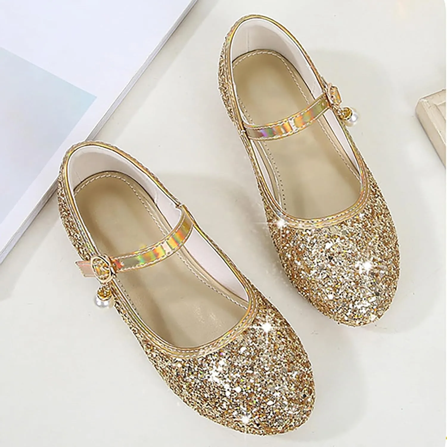 Generic Ballet Shoes for Girls Kids Low Heel Mary Jane Shoes Wedding Party Flat Sneakers Toddler Princess Sandals