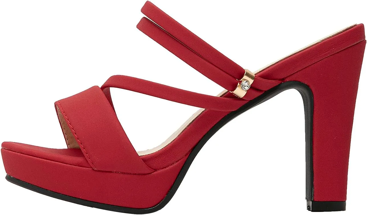 getmorebeauty Women's Chunky High Heels Slingback Sandals Open Toe Ankle Strap Slip On Platform Dress Shoes