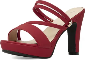 getmorebeauty Women's Chunky High Heels Slingback Sandals Open Toe Ankle Strap Slip On Platform Dress Shoes