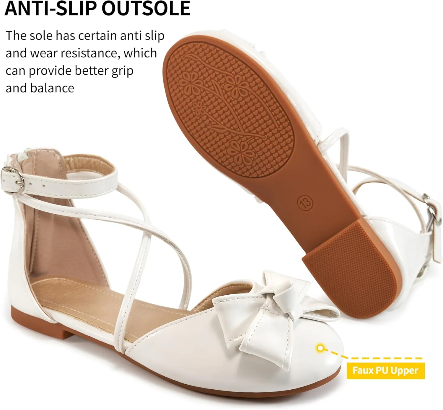 Girls Dress Shoes Flats: Little Kid Princess Wedding Party Ballet Flat - School Shoe for Girl