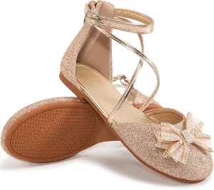 Girls Dress Shoes Flats: Little Kid Princess Wedding Party Ballet Flat - School Shoe for Girl