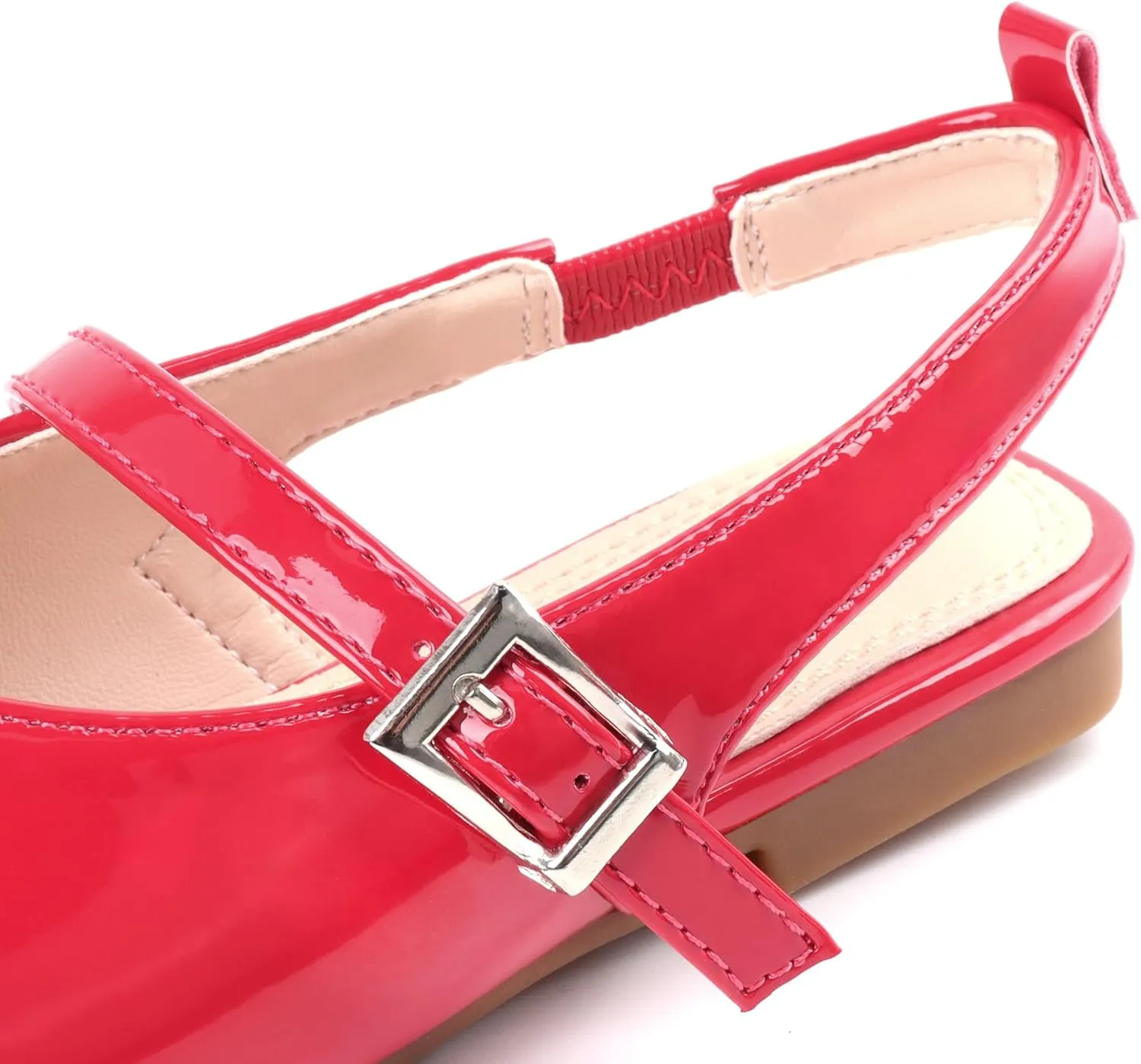 Girls Dress Shoes Square Toe Slingback Flats Adjustable Buckle Strap Mary Jane Shoes for Girls for Wedding,Party,Birthday