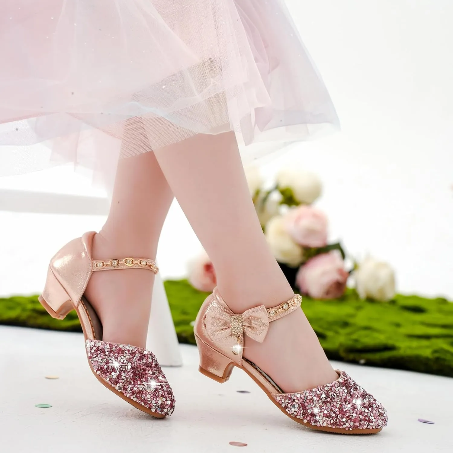 Girls Sandals Closed Toe Heels Wedding Party Girls Dress Shoes Toddler Little Big Kid