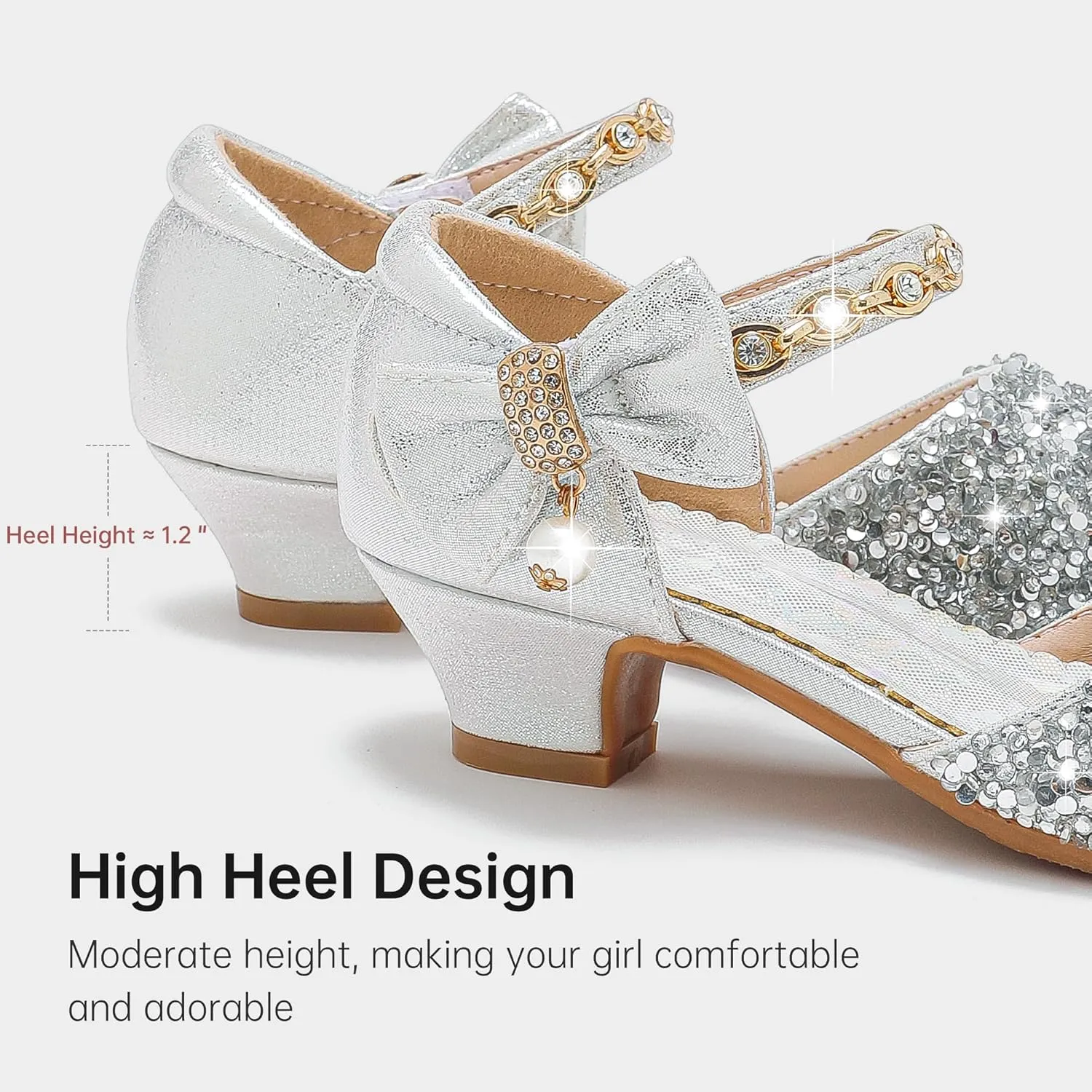 Girls Sandals Closed Toe Heels Wedding Party Girls Dress Shoes Toddler Little Big Kid