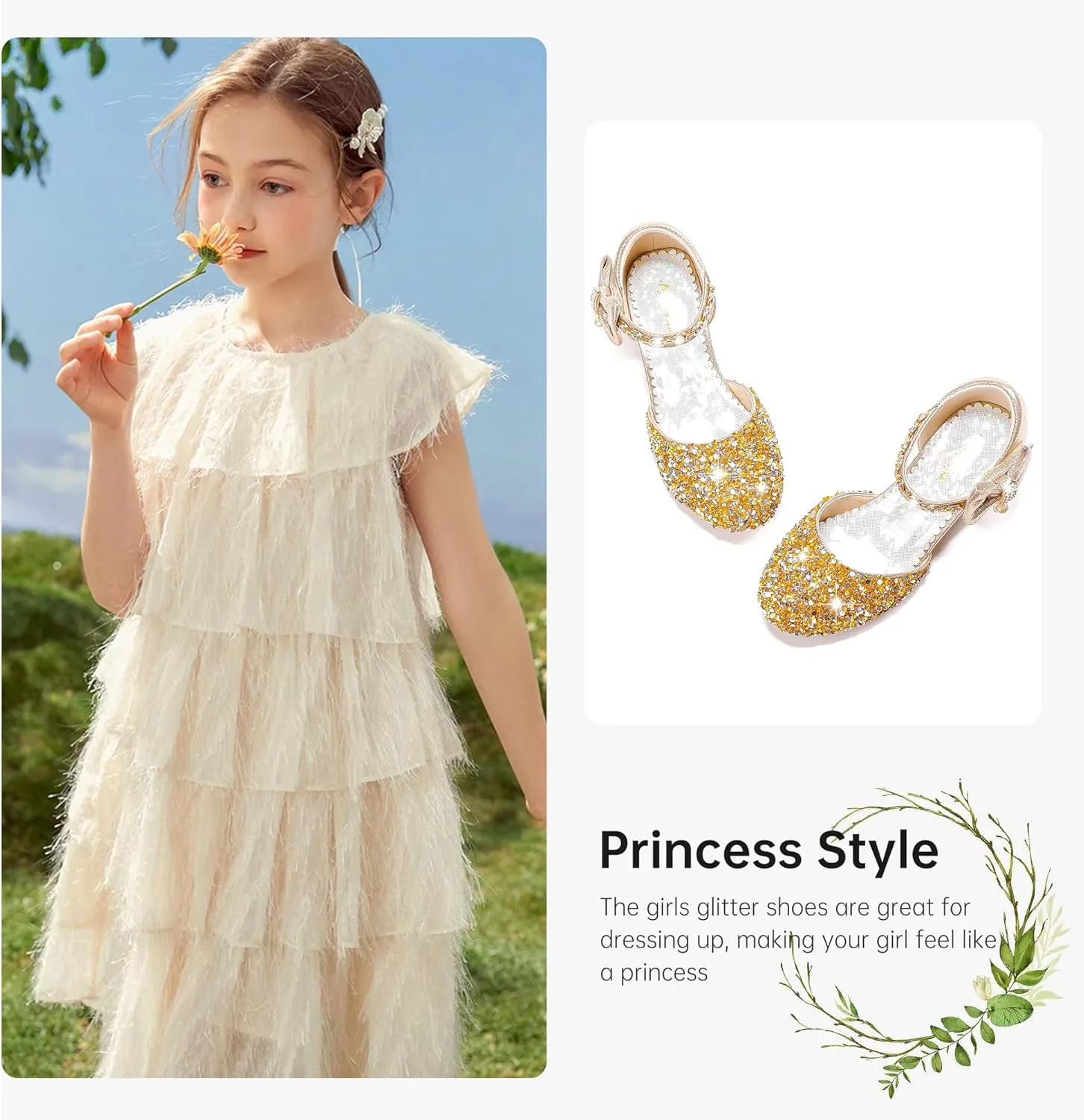 Girls Sandals Closed Toe Heels Wedding Party Girls Dress Shoes Toddler Little Big Kid
