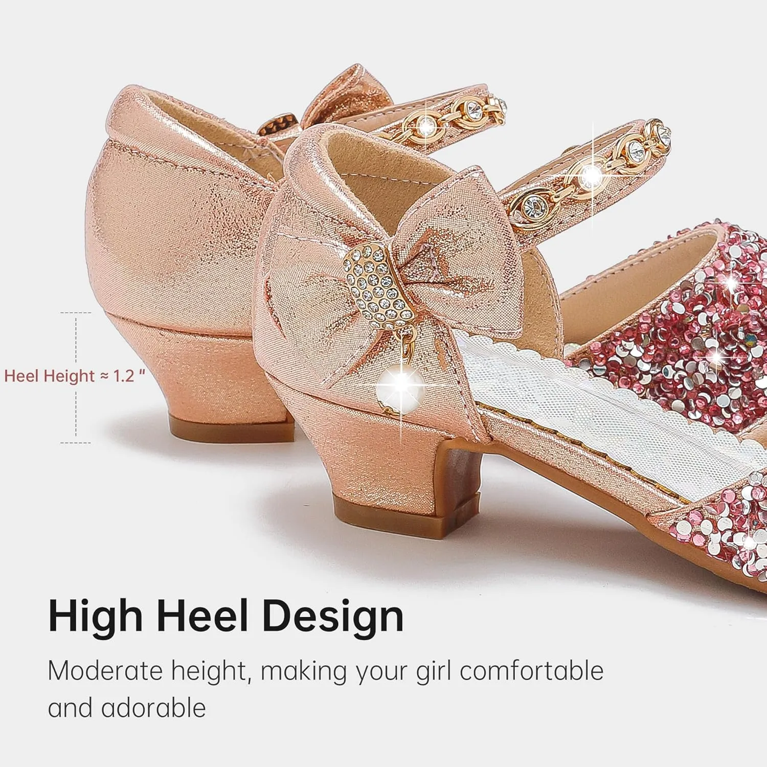 Girls Sandals Closed Toe Heels Wedding Party Girls Dress Shoes Toddler Little Big Kid