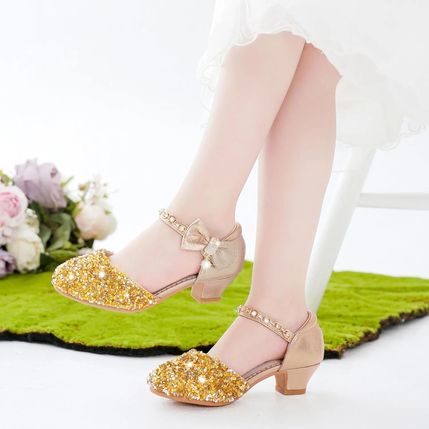 Girls Sandals Closed Toe Heels Wedding Party Girls Dress Shoes Toddler Little Big Kid