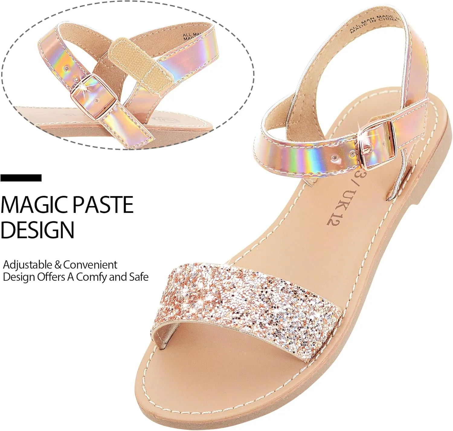 Girls Sandals Open Toe Summer Flats Dress Sandals