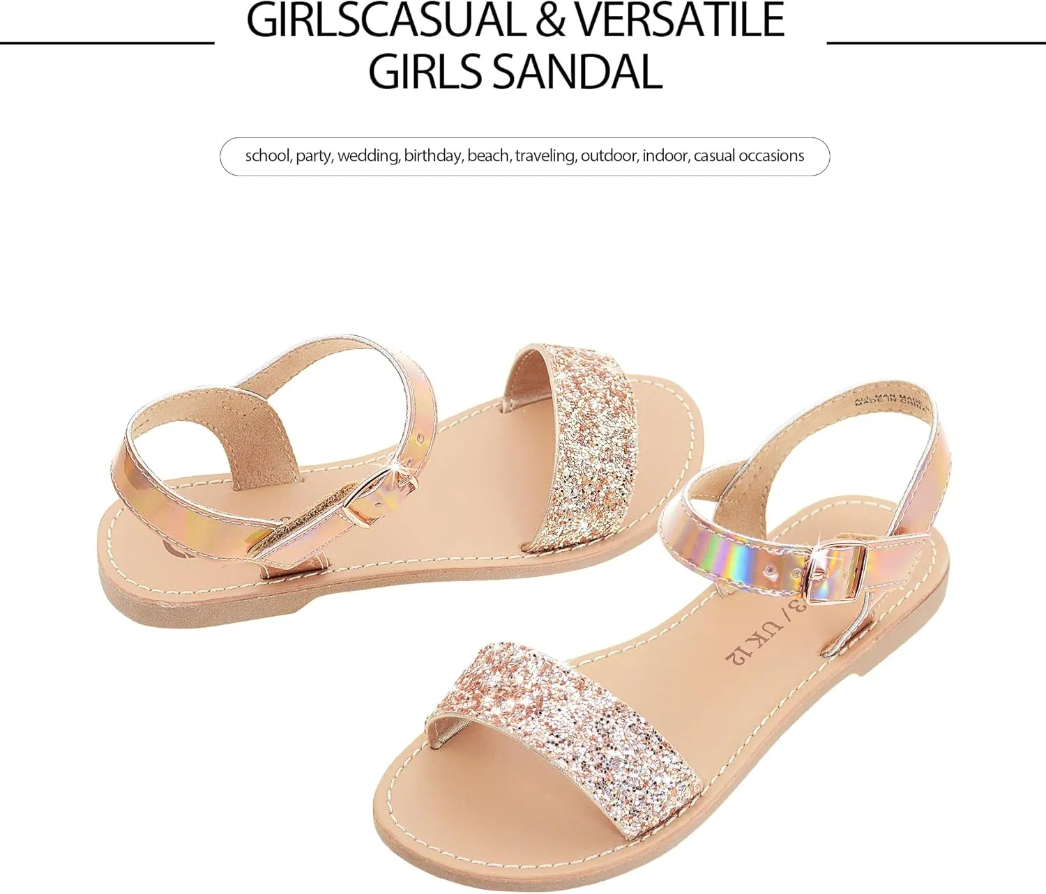 Girls Sandals Open Toe Summer Flats Dress Sandals