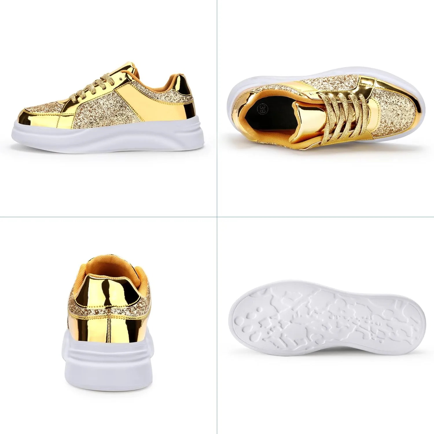 Glitter Sneakers for Women - Sparkly Bling Sequin Sneakers for Wedding, Party & Casual Wear