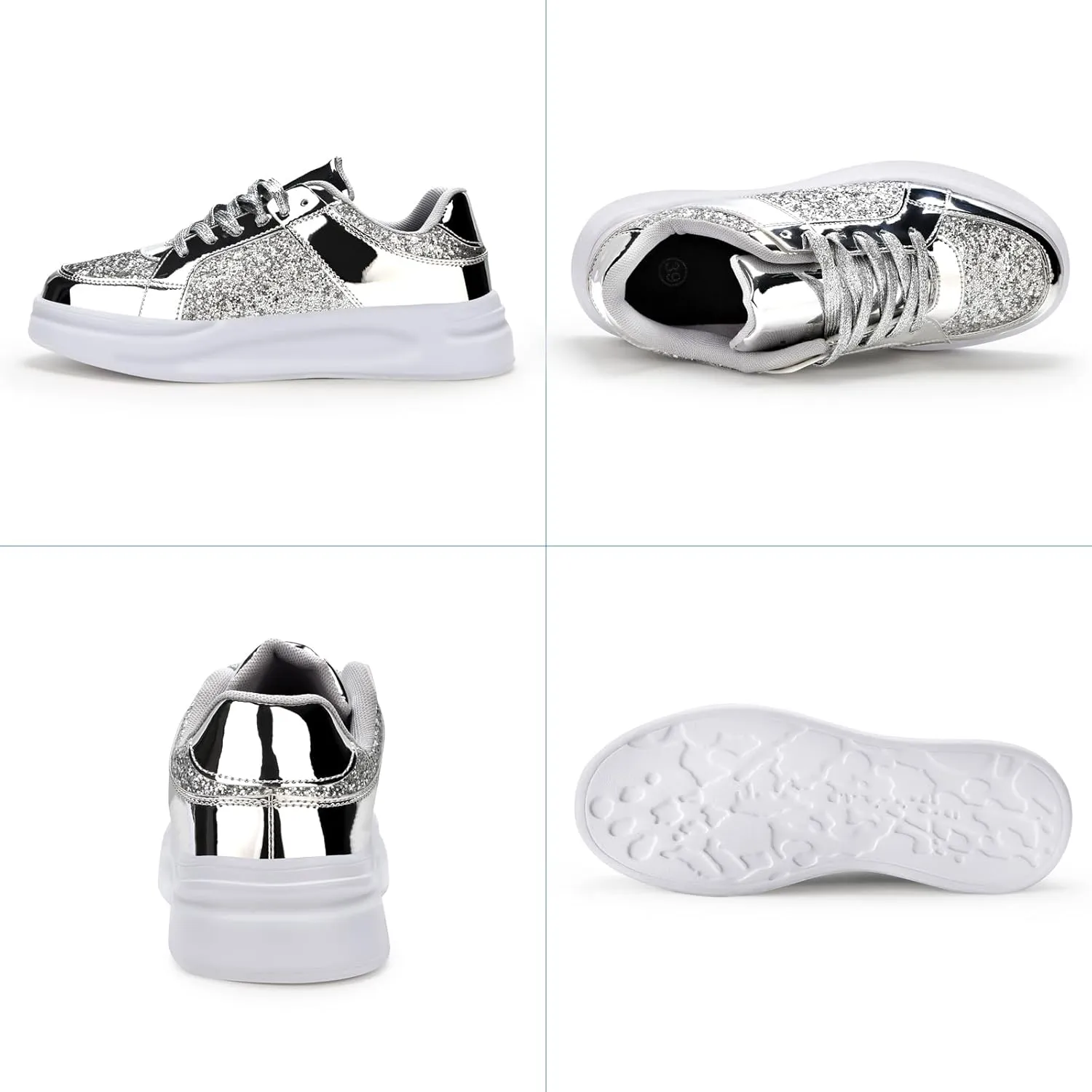 Glitter Sneakers for Women - Sparkly Bling Sequin Sneakers for Wedding, Party & Casual Wear