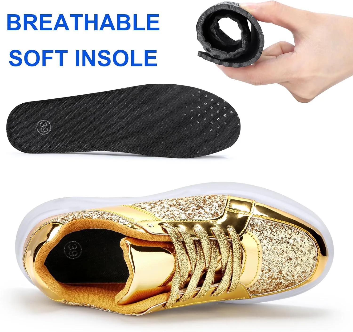Glitter Sneakers for Women - Sparkly Bling Sequin Sneakers for Wedding, Party & Casual Wear