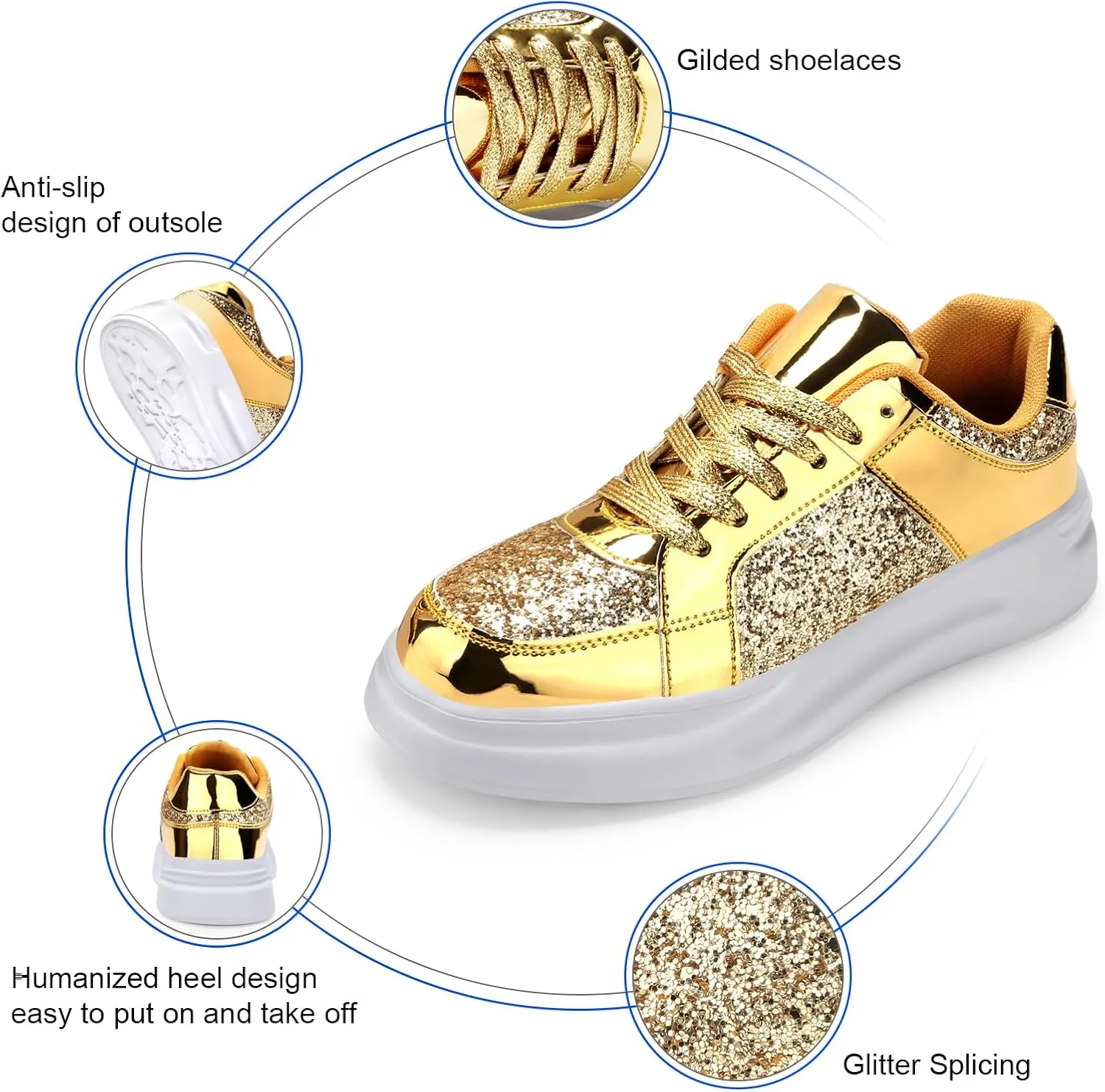 Glitter Sneakers for Women - Sparkly Bling Sequin Sneakers for Wedding, Party & Casual Wear
