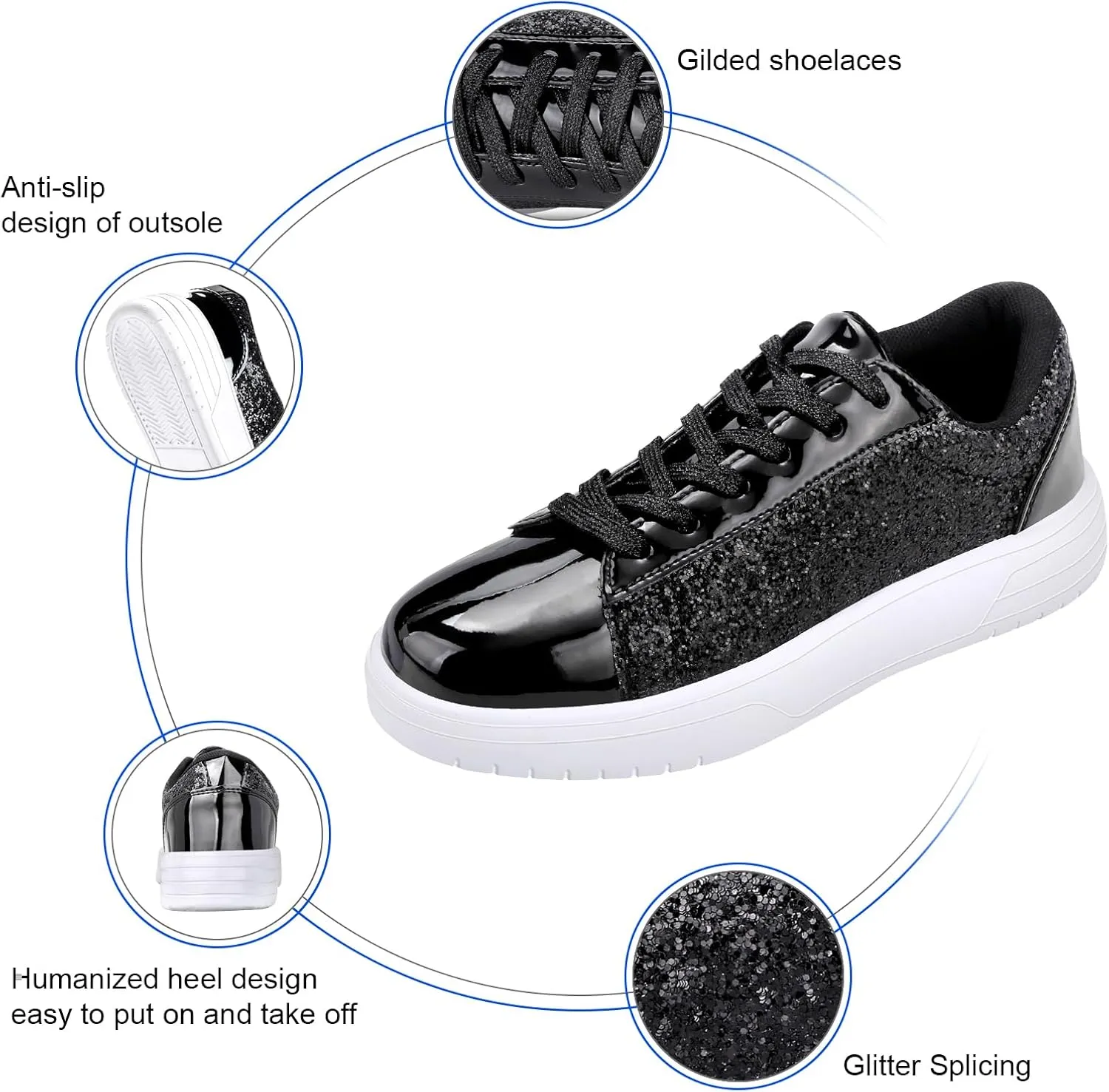 Glitter Sneakers for Women - Sparkly Bling Sequin Sneakers for Wedding, Party & Casual Wear