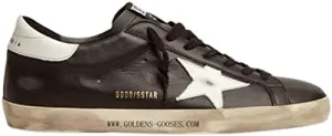 Golden Goose Super-Star Leather Upper Shiny Leather Star and Heel Mens Distressed Sneaker